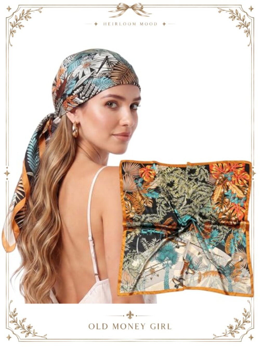 Large Square Scarf 35 Inch Polyester Satin Hair Wrap Neck Scarf